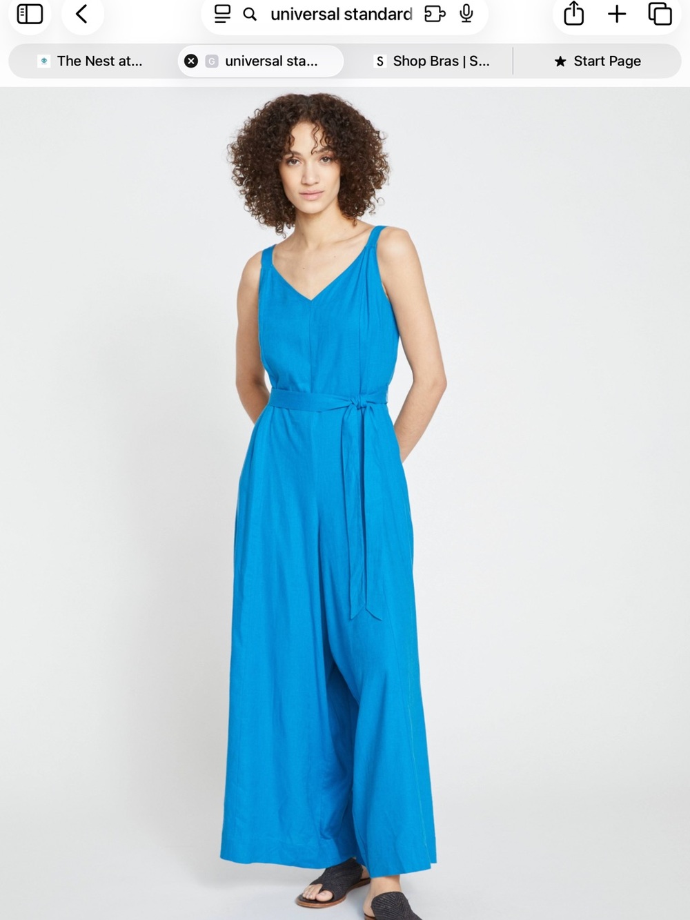 Universal Standard Blue Promenade Wide Leg Jumpsuit with Tie Waist